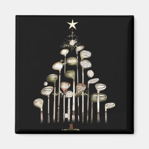 Retro Golf Club Christmas Tree Golfing Xmas Golfer Magnet