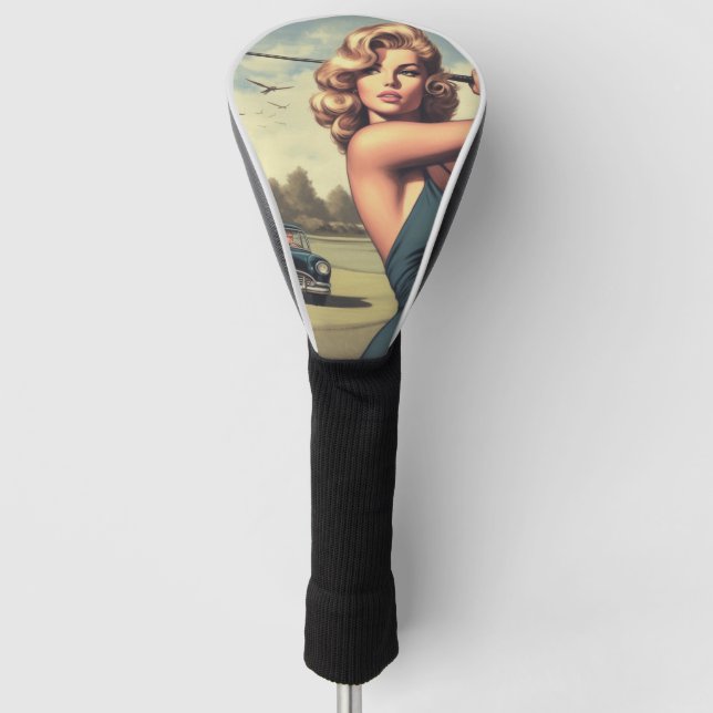 Retro Golf Girl Golf Head Cover (Front)