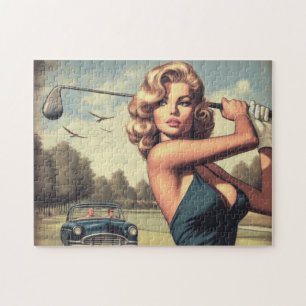 Retro Golf Girl Jigsaw Puzzle