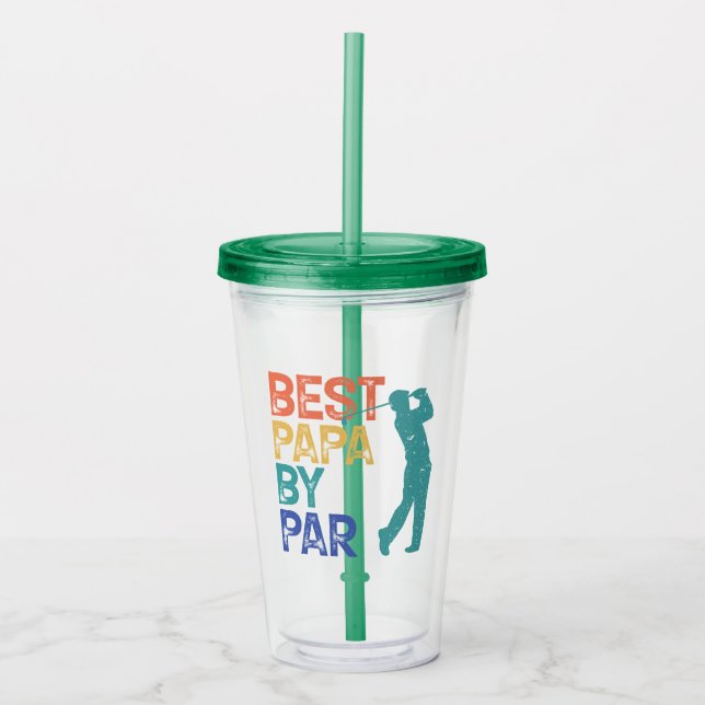Retro Golfer - Best Papa By Par Acrylic Tumbler (Front)