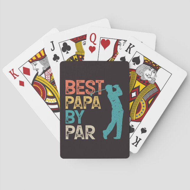 Retro Golfer - Best Papa By Par Playing Cards (Back)