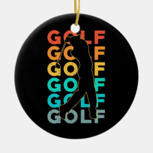 Retro Golfer Ceramic Tree Decoration