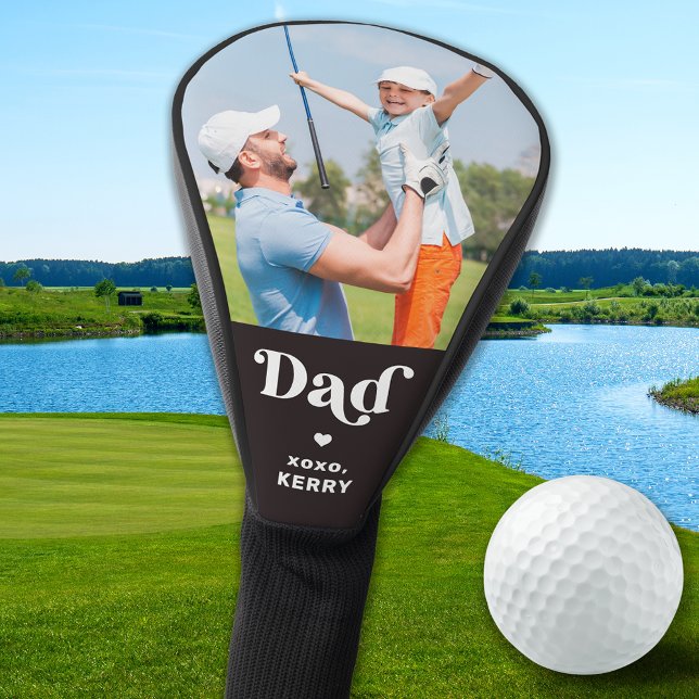 Retro Golfer DAD Personalised Photo  Golf Head Cover (Creator Uploaded)