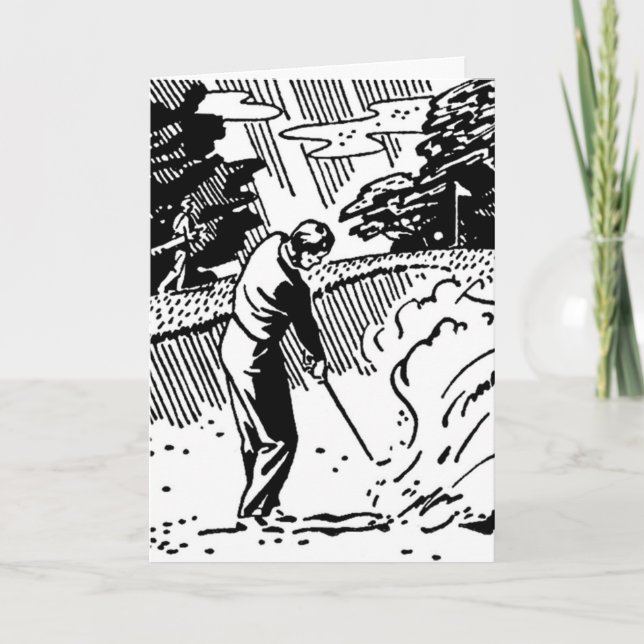 Retro Golfer Sand Trap Birthday Card (Front)