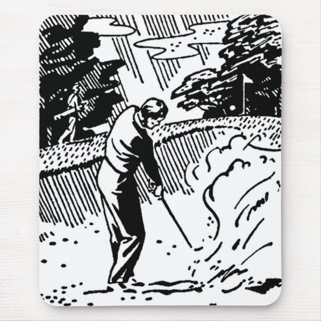 Retro Golfer Sand Trap Mouse Pad (Front)
