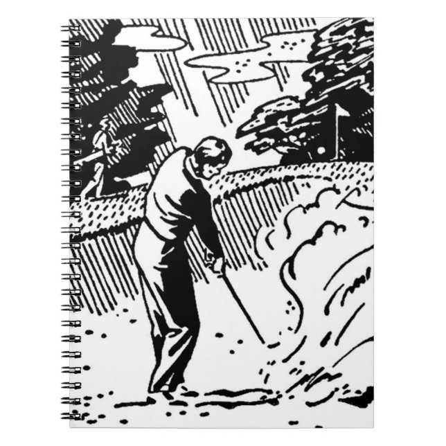 Retro Golfer Sand Trap Spiral Notebook (Front)
