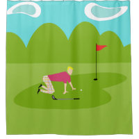 Retro Golfer Shower Curtain