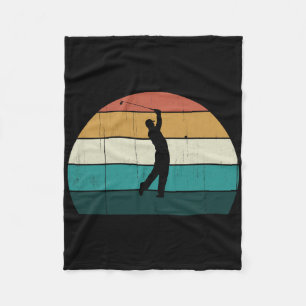 Retro Golfer Swing Vintage Sunset Playing Golf Lov Fleece Blanket
