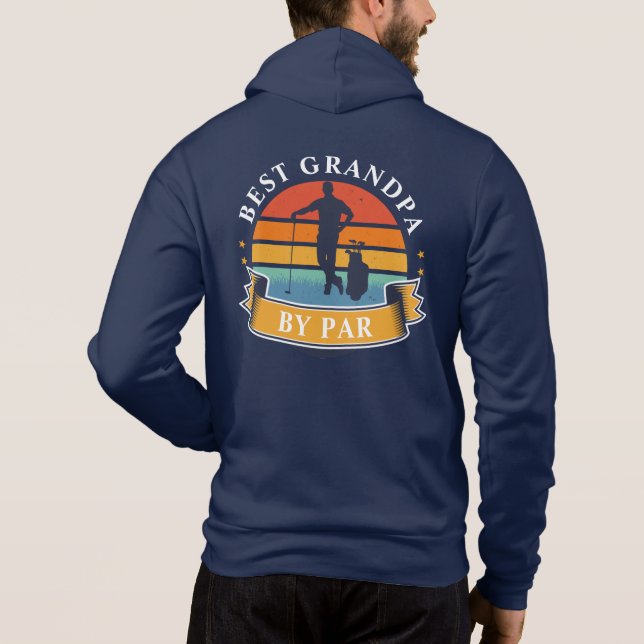 Retro Golfing Best Grandpa By Par Personalised Hoodie (Back)