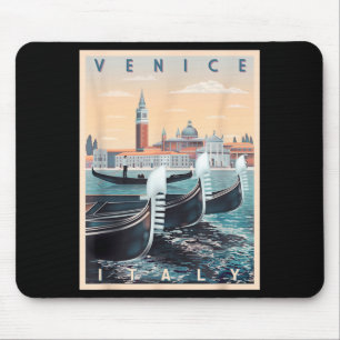 Retro Gondola Boats With Venice Skyline Italy Mouse Pad