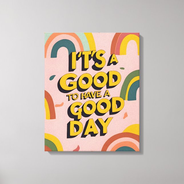 Retro "Good Day" Motivational Quote Rainbow Print (Front)
