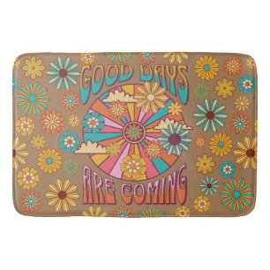 Retro Good Days Are Coming Seventies  Bath Mat