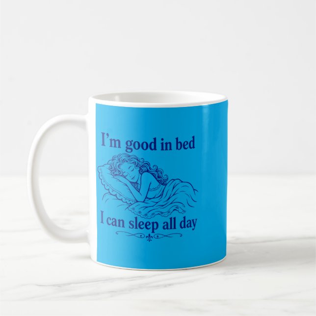 Retro Good In Bed Can Sleep Day Funny Sleep Coffee Mug (Left)