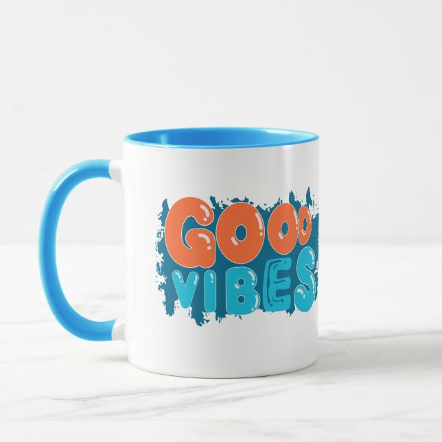 Retro Good Vibes Only Typography Coffee Mug (Left)