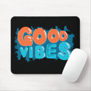 Retro Good Vibes Only Typography Mouse Pad