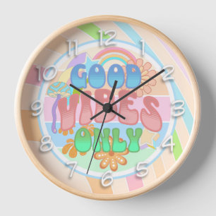 Retro Good Vibes Only Vintage Colours Clock