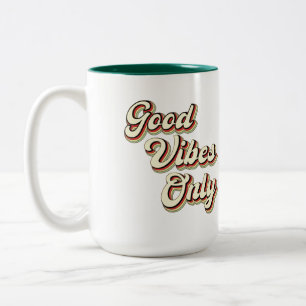 Retro Good Vibes Only – Vintage Two-Tone Coffee Mug
