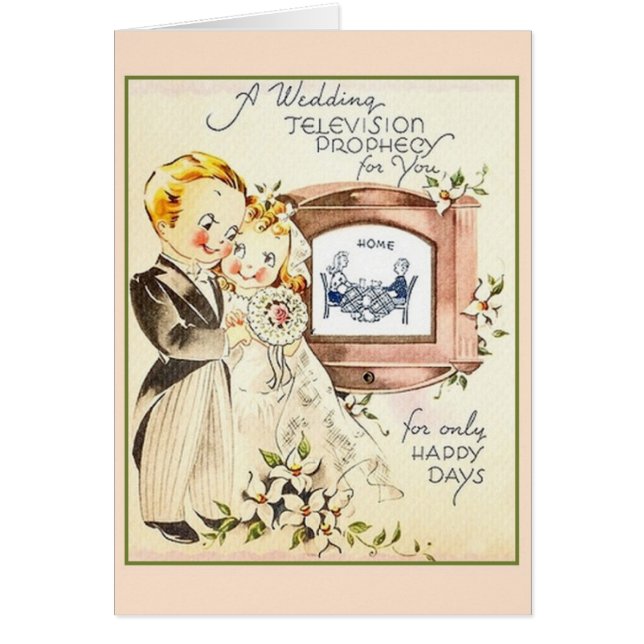 Retro Good Wishes Wedding Card (Front)
