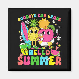 Retro Goodbye 2nd Grade Hello Summer End Of School Magnet
