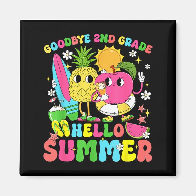Retro Goodbye 2nd Grade Hello Summer End Of School Magnet (Front)