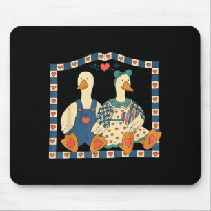 Retro Goose Couple Valentine Day Funny Cute Duck L Mouse Pad
