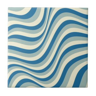 Retro Goovy Light And Dark Blue Tile
