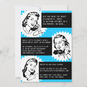 Retro Gossip Gals Bachelorette Party Invitations