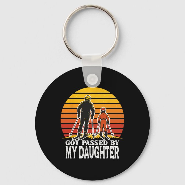 Retro Got Ped By My Daughter Funny Skiing Design  Key Ring (Front)