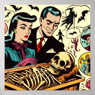 Retro Goth Couple Comics Poster