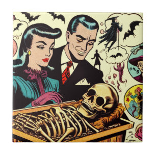Retro Goth Couple Comics Tile