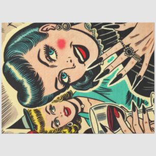 Retro Gothic Halloween Girls Comics Tissue Paper