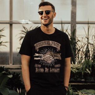 Retro Gothic Skeleton Zombie Handshake Typography T-Shirt