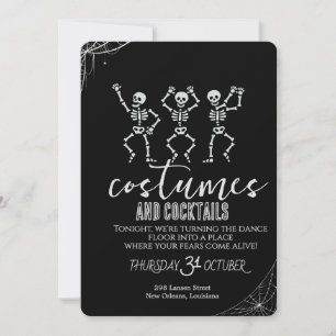 Retro Gothic Skull Dance Halloween Party Invitation