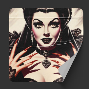 Retro Gothic Woman Square Sticker