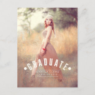 RETRO GRAD   2015 GRADUATION PARTY INVITATION POSTCARD