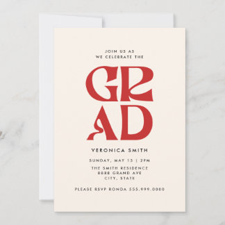 Retro Grad Graduation Party Invite