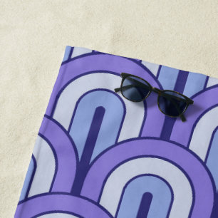 Retro Gradated Geometric Fan Pattern Beach Towel