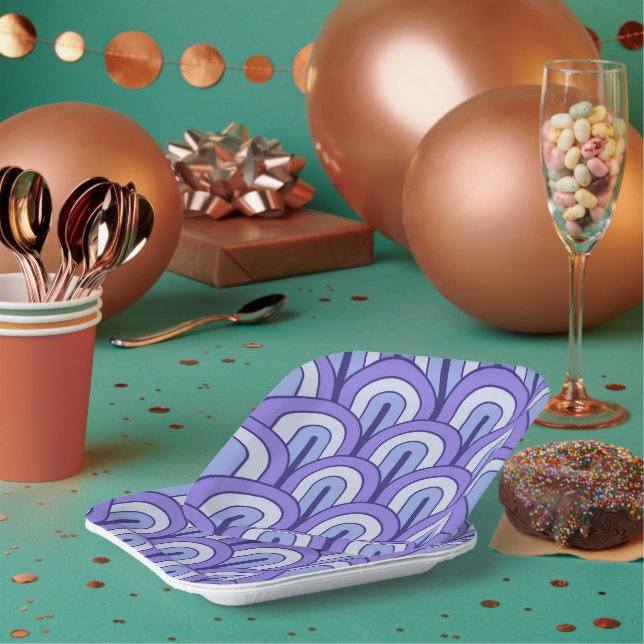 Retro Gradated Geometric Fan Pattern Paper Plate (Multi)