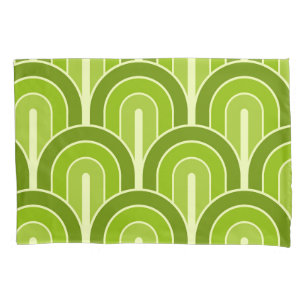 Retro Gradated Geometric Fan Pattern Pillowcase
