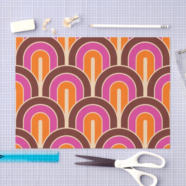 Retro Gradated Geometric Fan Pattern Tissue Paper (Craft)