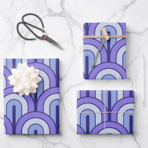 Retro Gradated Geometric Fan Pattern Wrapping Paper Sheet