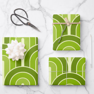 Retro Gradated Geometric Fan Pattern Wrapping Paper Sheet