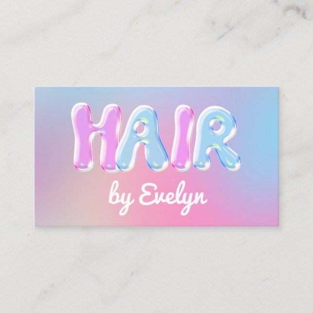 Retro Gradient Bubbles Hair Business Card (Front)