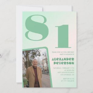 Retro Gradient for him Photo 81st birthday Invitation