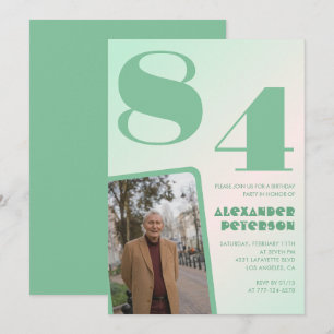 Retro Gradient for him Photo 84th birthday Invitation