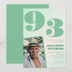 Retro Gradient for him Photo 93rd birthday Invitation