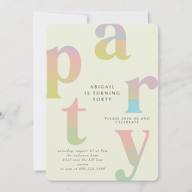Retro Gradient Woman Birthday Party II Invitation (Front)