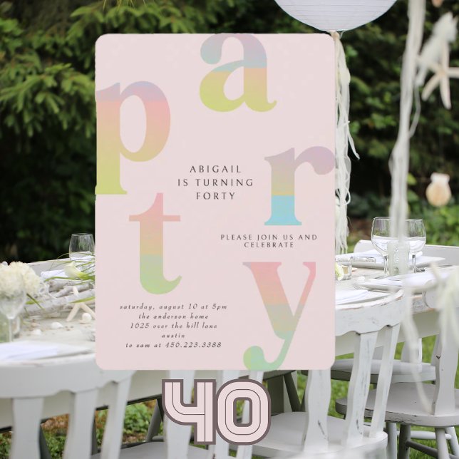 Retro Gradient Woman Birthday Party Invitation (Creator Uploaded)