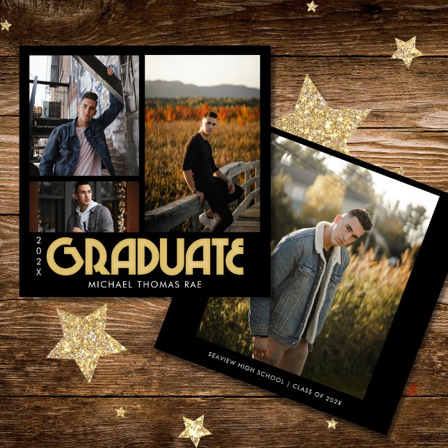 Retro Graduate Multi Photo Invitation (Creator Uploaded)