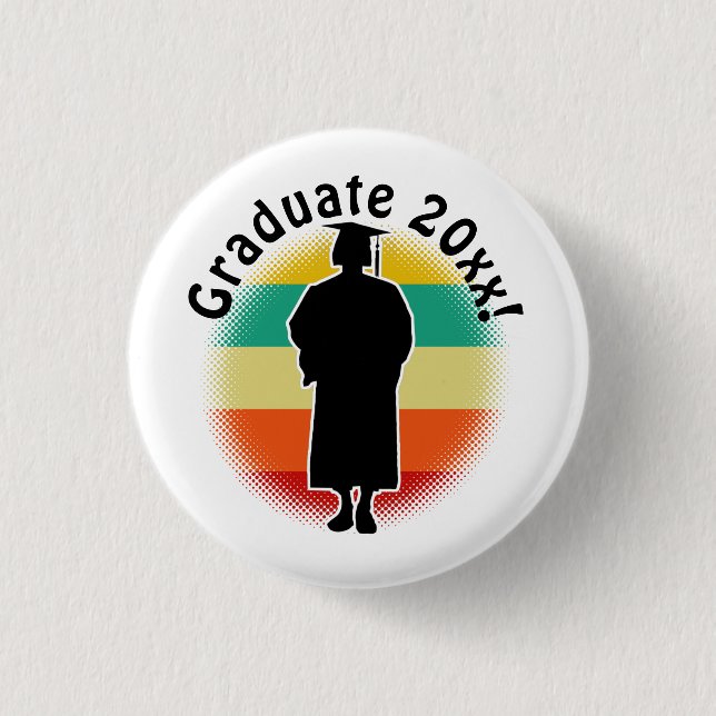 Retro Graduation Graduate Cap & Gown Woman Girl 3 Cm Round Badge (Front)
